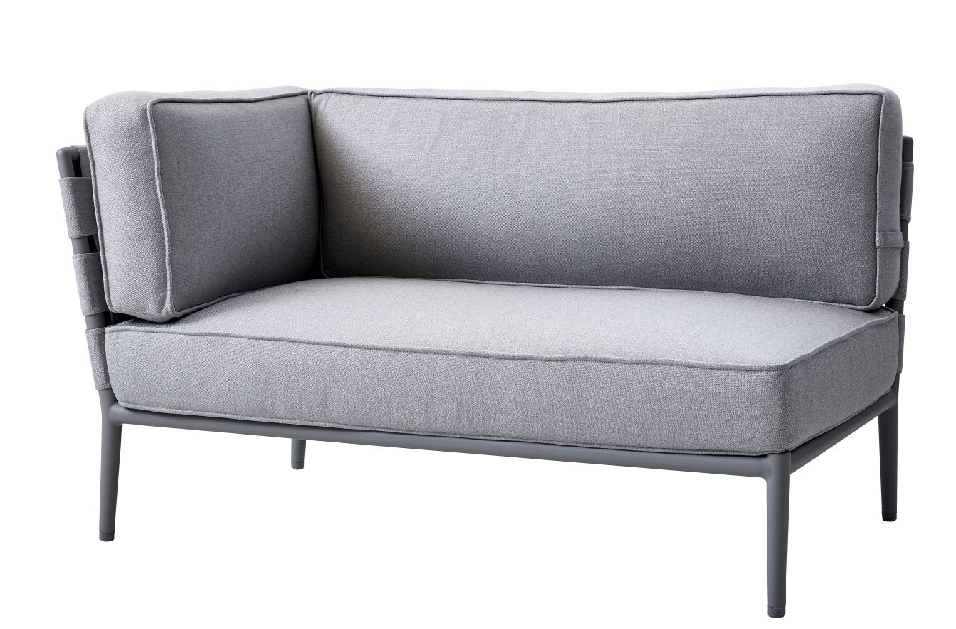 Conic Outdoor Sofa, 2-Sitzer Modul rechts, hellgrau. Gartenmöbel für Terrasse und Balkon.