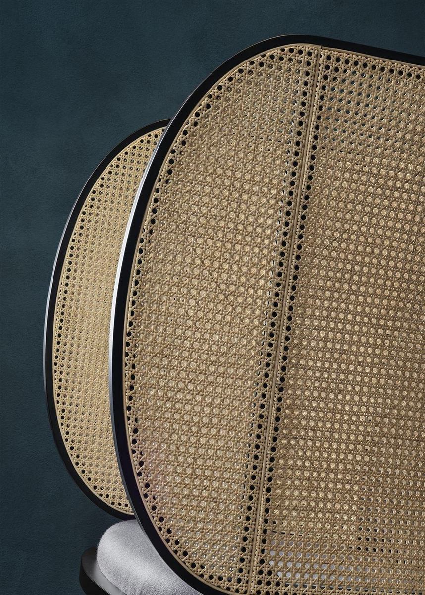 Detailaufnahme des Hideout Lounge Chair Sessels mit Wiener Geflecht von GTV Design.