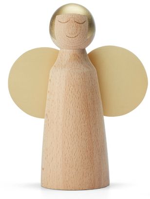 Larissa Engel von Philippi, eine Holzfigur mit goldenem Kopf, Weihnachtsdekoration für festliche Stimmung.