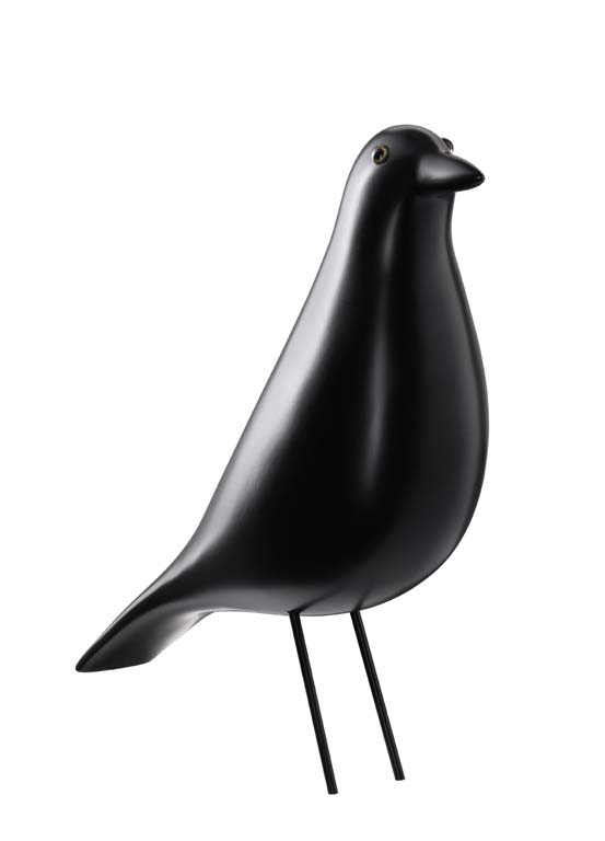 Schwarze Eames House Bird Skulptur von Vitra, modernes Designobjekt für Wohnzimmer und Büro.