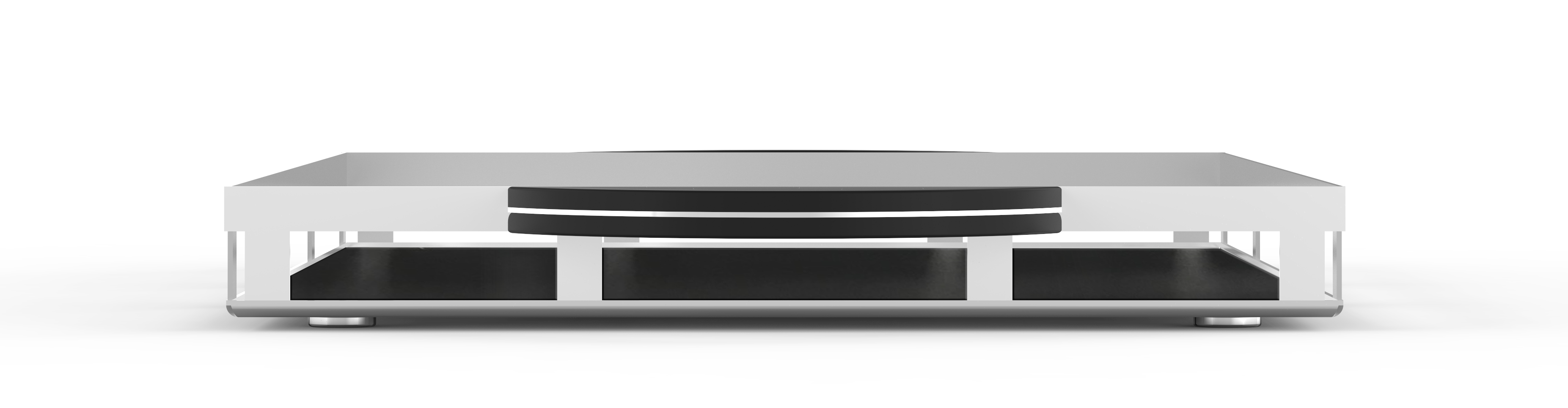 LYONEL Tablett: Quadratisches Serviertablett im Bauhaus Stil mit schwarzem Einsatz und Griff.