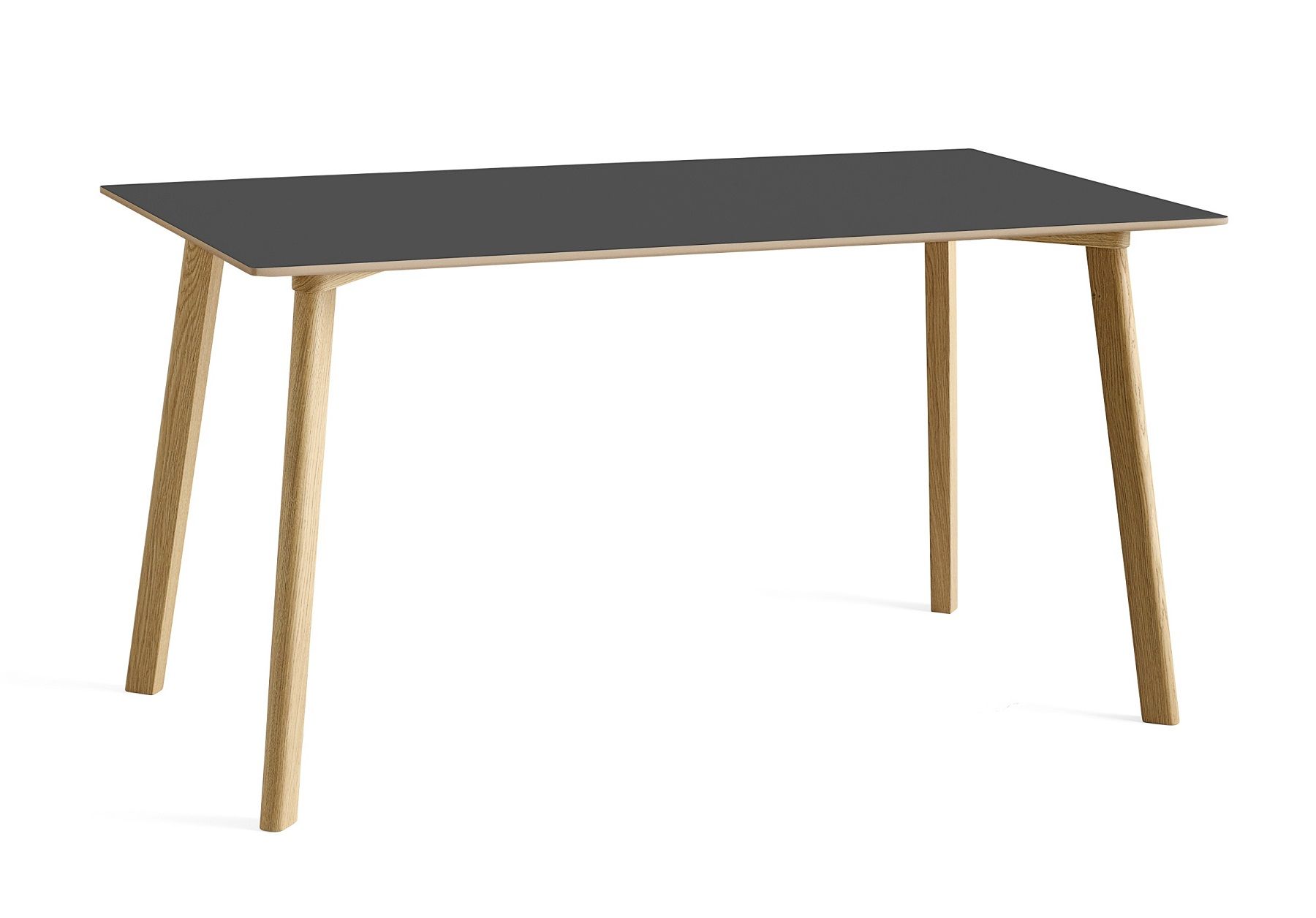 Hay CPH Deux 210 Tisch mit grauer Tischplatte und hellem Holzgestell, 140x75 cm. Moderner Esstisch.