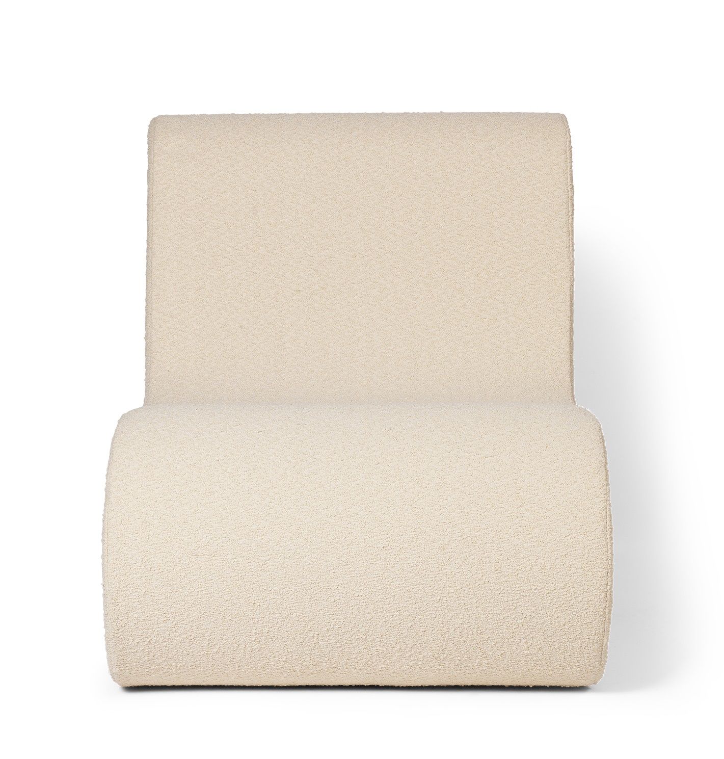 Draufsicht: Rouli Center Modul, Ferm Living Outdoor Sofa mit Bouclé-Bezug in Creme.