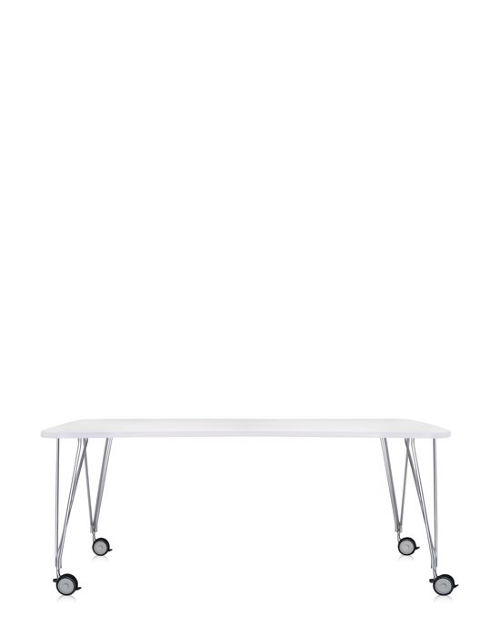 Weißer Max Tisch mit Rollen, 190x90cm, Kartell Mängelexemplar für Büro oder Konferenzraum.