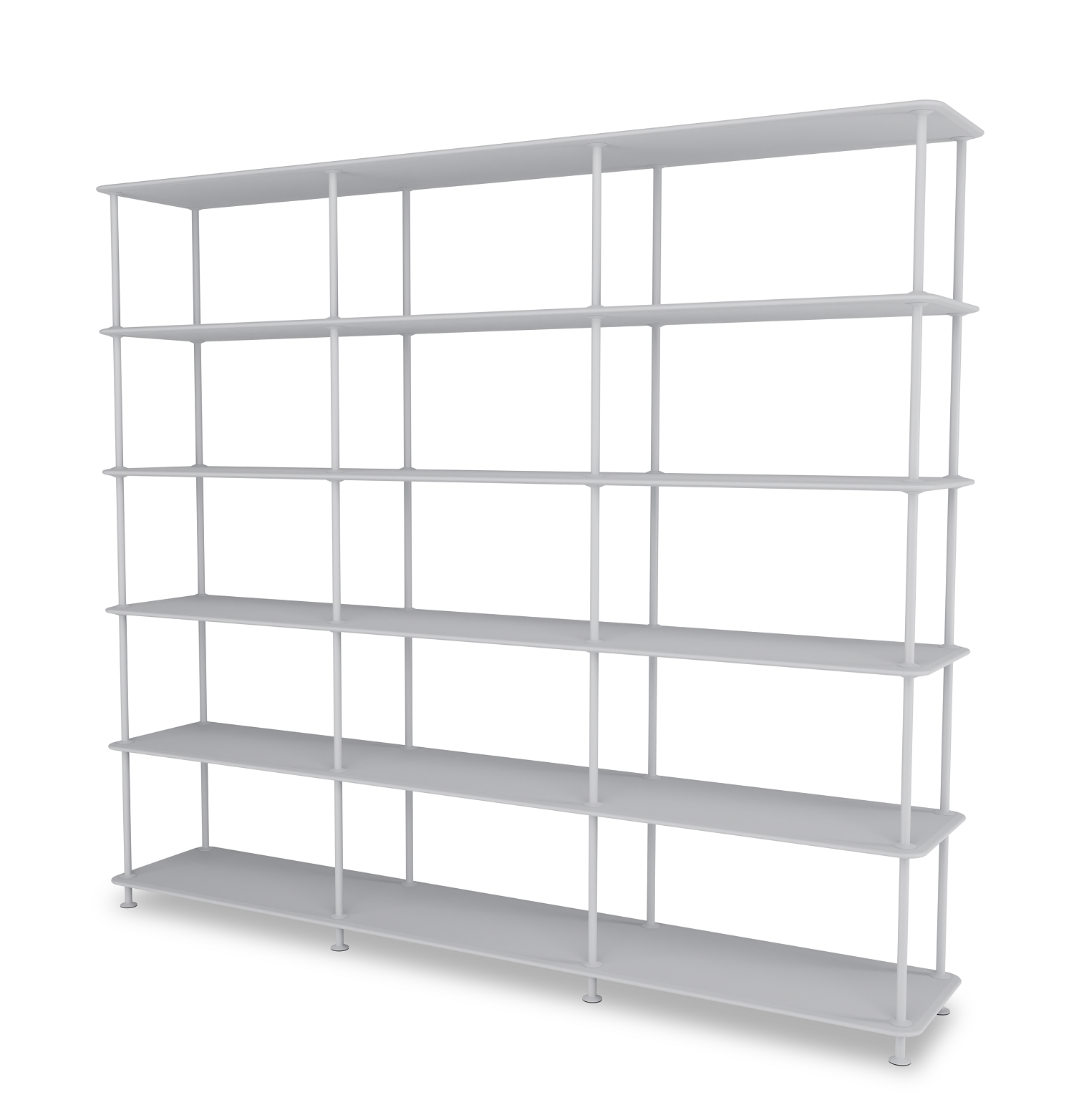 Weißes Montana Free Regal mit fünf Böden, modernes Design für Wohnzimmer und Büro.