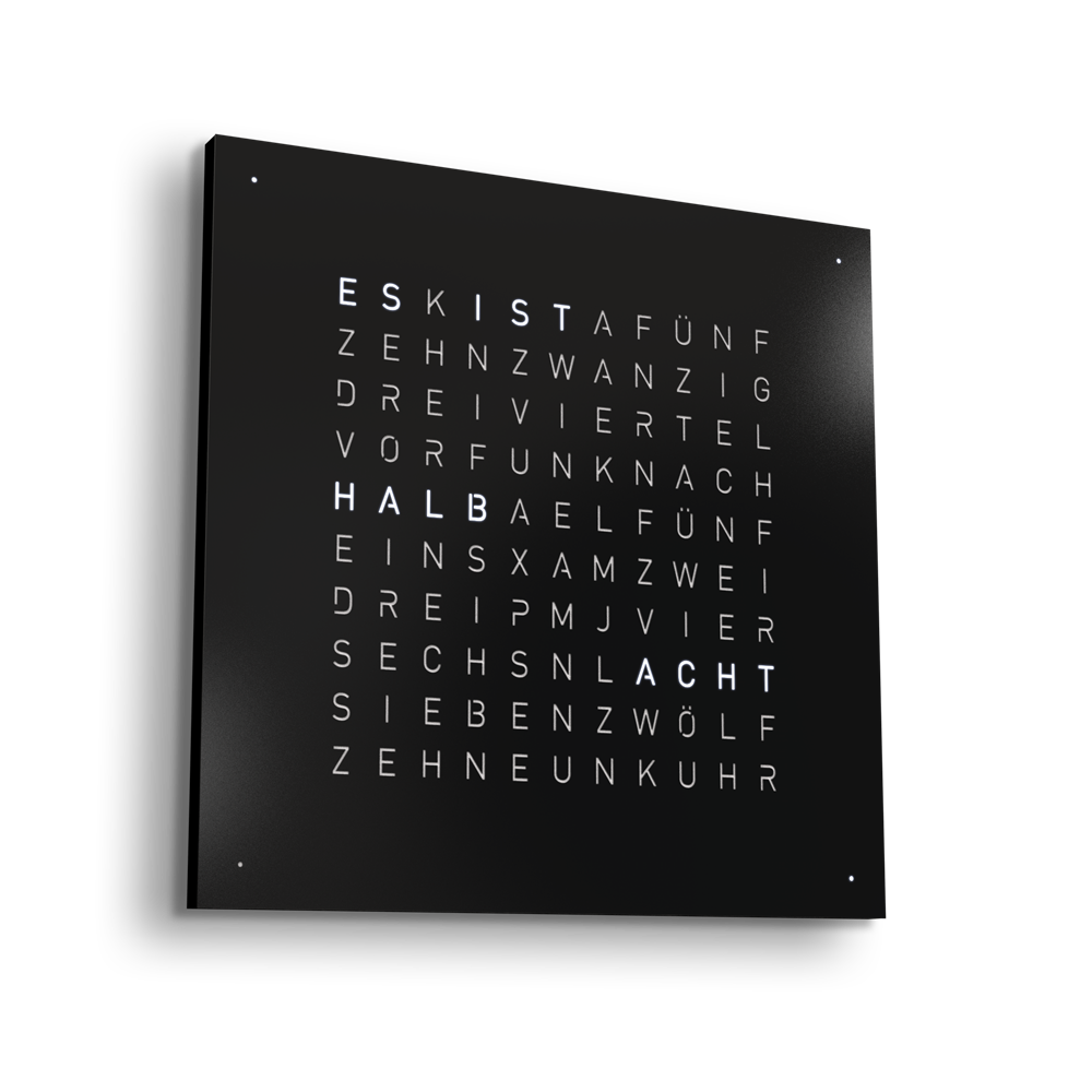 Earth 45 Steel Series Wanduhr / Zeitobjekt Englisch QLOCKTWO