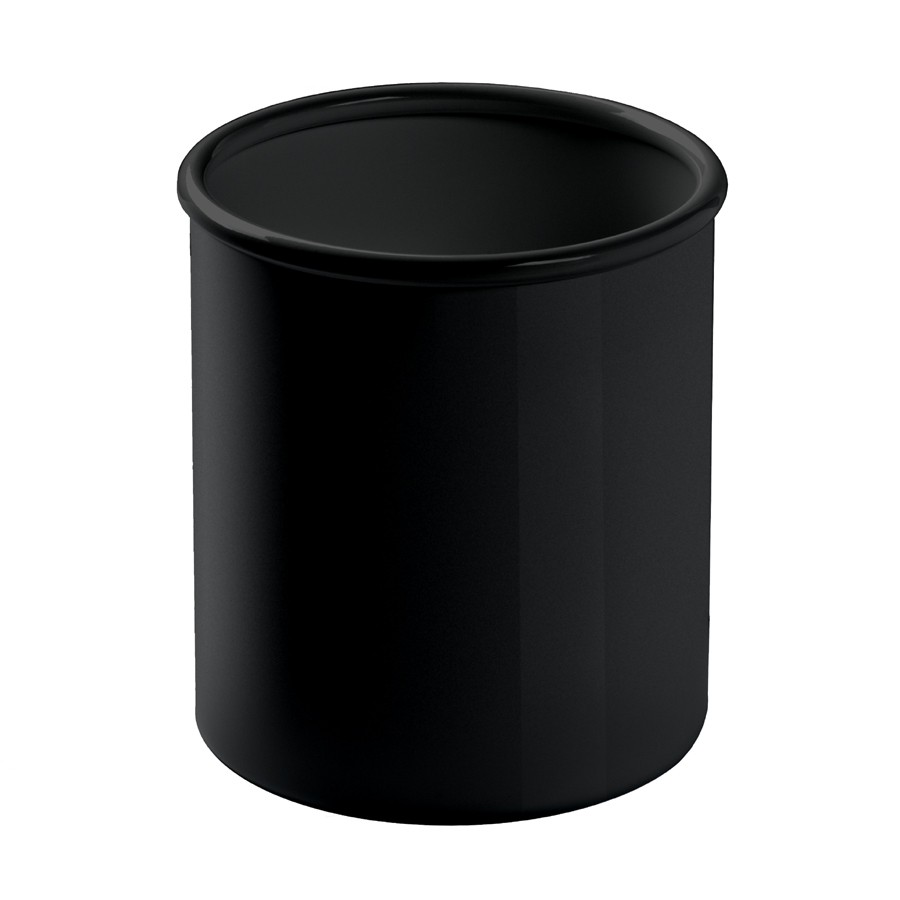 Schwarzer Colmo Papierkorb von Rexite, runder Abfalleimer für Büro und Zuhause.