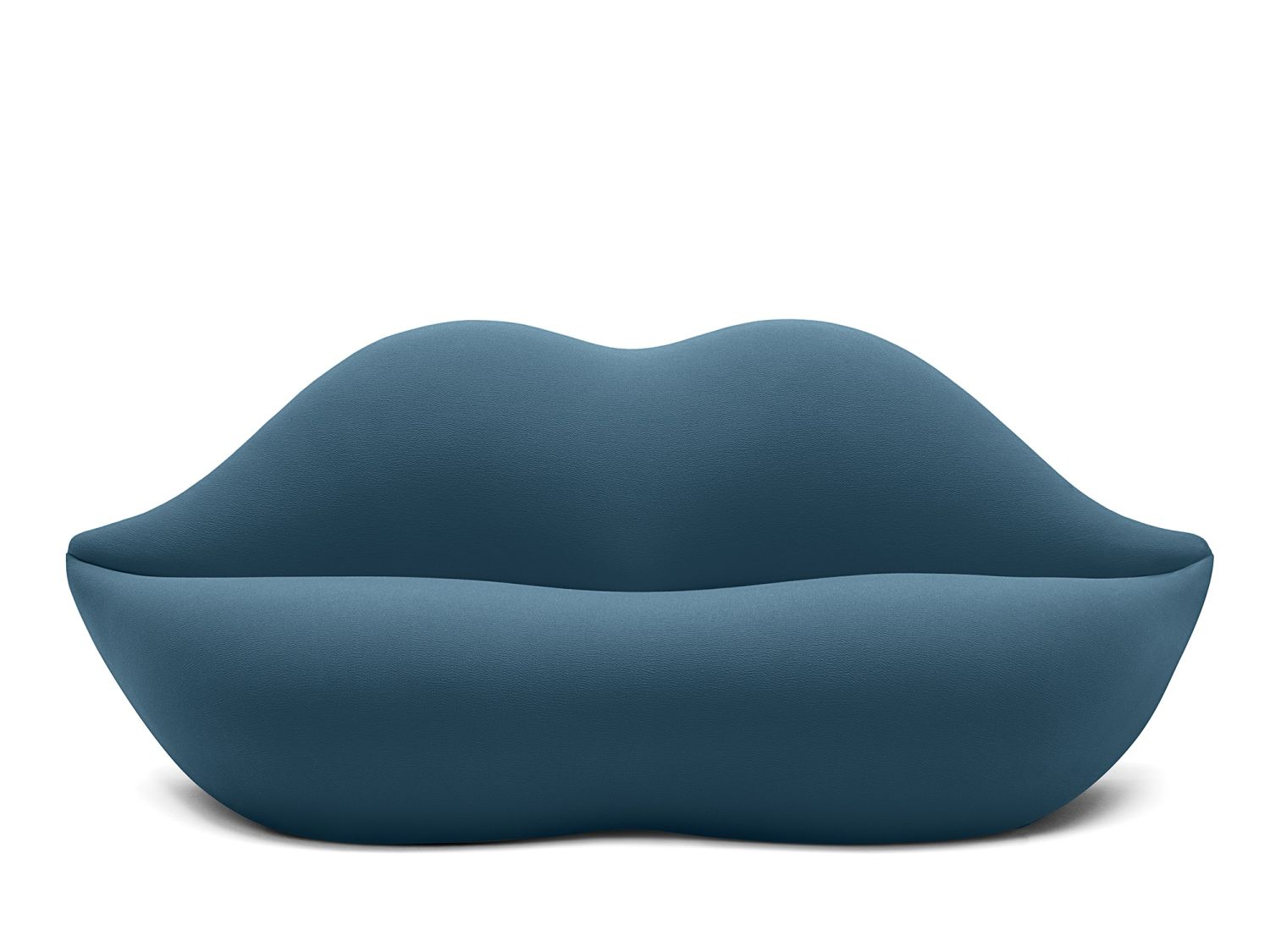 Blaues Bocca Sofa in Lippenform von Gufram, modernes Designmöbel für Wohnzimmer und Lounge.