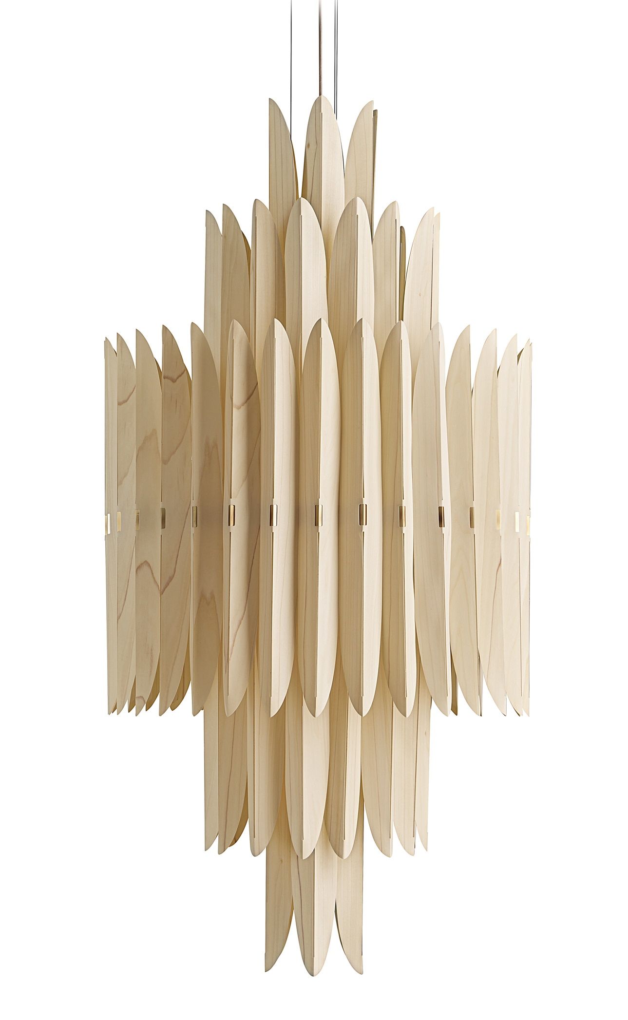 Voliere Pendelleuchte von LZF Lamps aus hellem Holz, moderne Designerlampe für Wohnzimmer und Esszimmer.