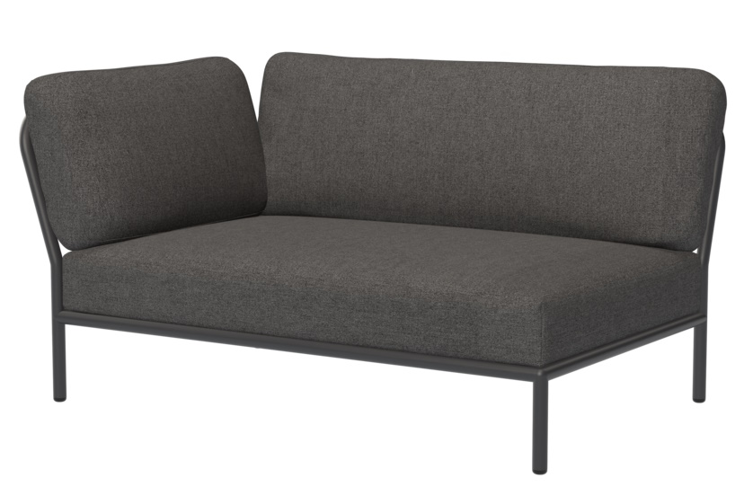 Houe Level Sofa Outdoor Ecke links, graues Gartensofa mit Metallgestell.