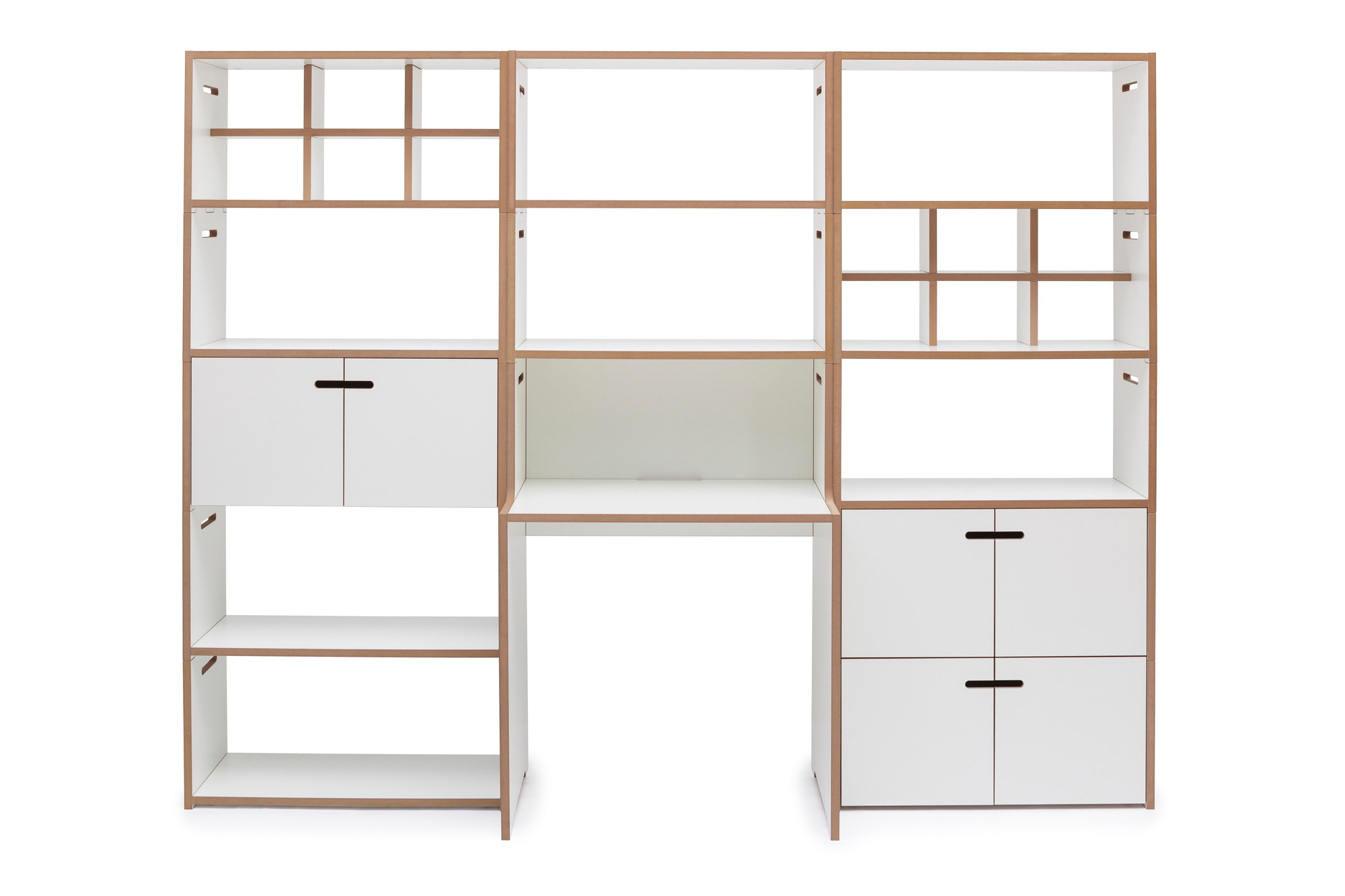 Tojo Schreib Schreibtisch: Modulares Regalsystem mit integriertem Schreibtisch, weiß und Holzoptik. Moderner Arbeitsplatz für Büro und Zuhause.