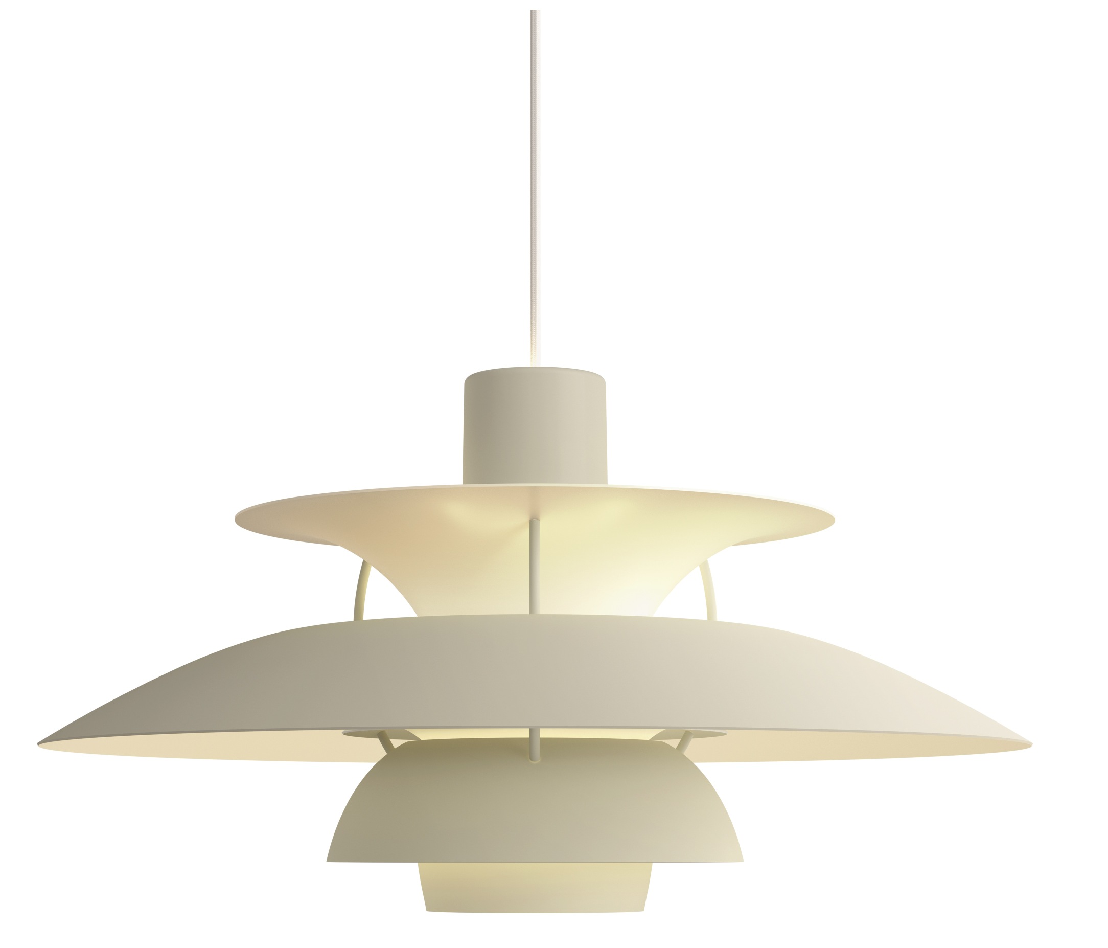 PH 5 Pendelleuchte von Louis Poulsen in Pale Pewter: Design-Hängeleuchte für stilvolle Beleuchtung.