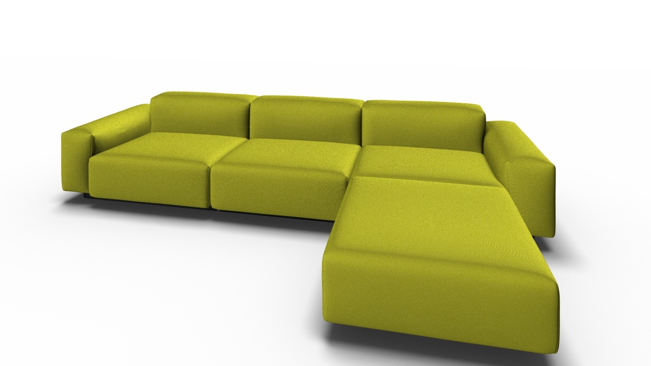 Soft Modular Sofa 3-Sitzer mit Chaise Longue Volo limone Vitra
