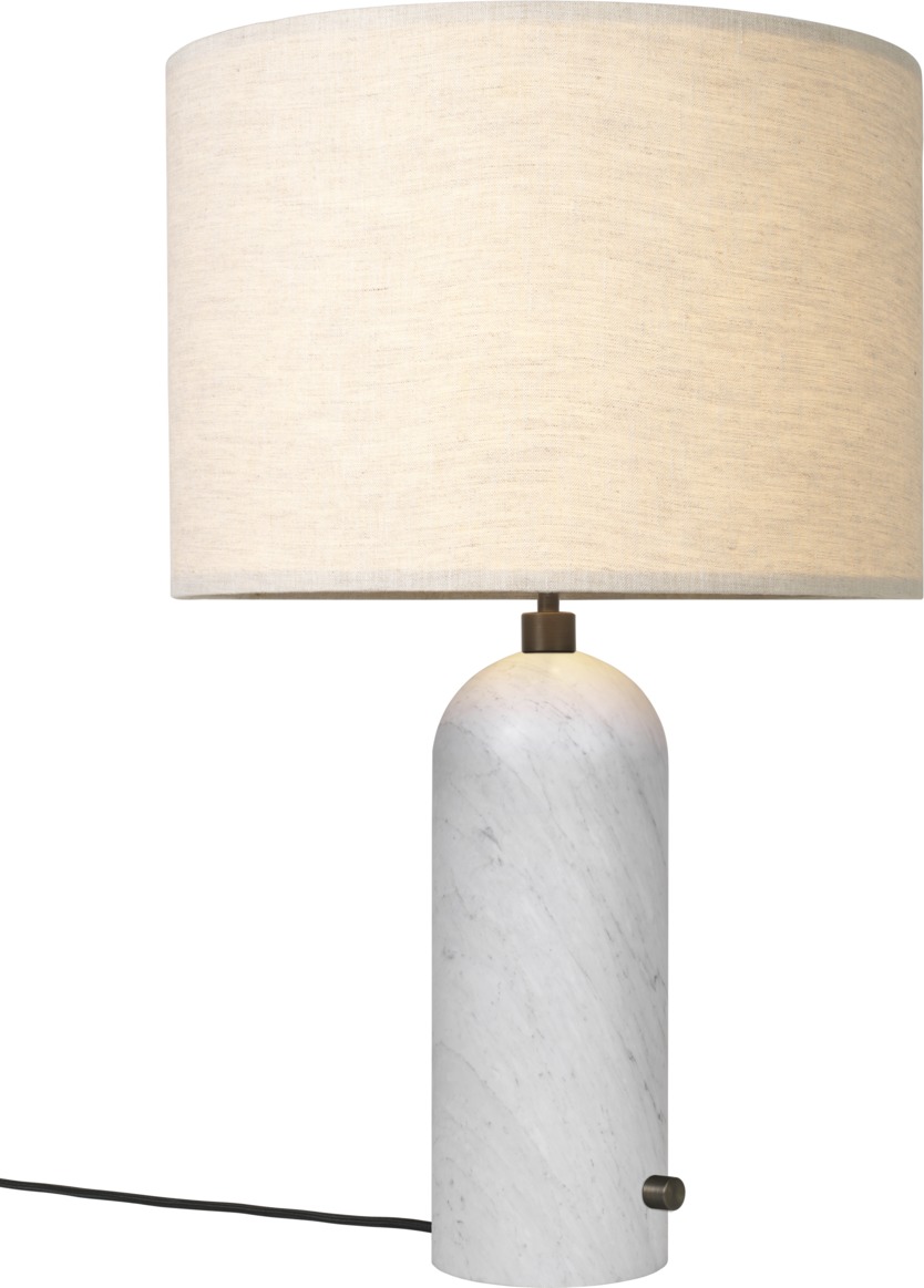 Gubi Gravity Tischleuchte Large, weißer Marmorfuß, Canvas Schirm, moderne Tischlampe.