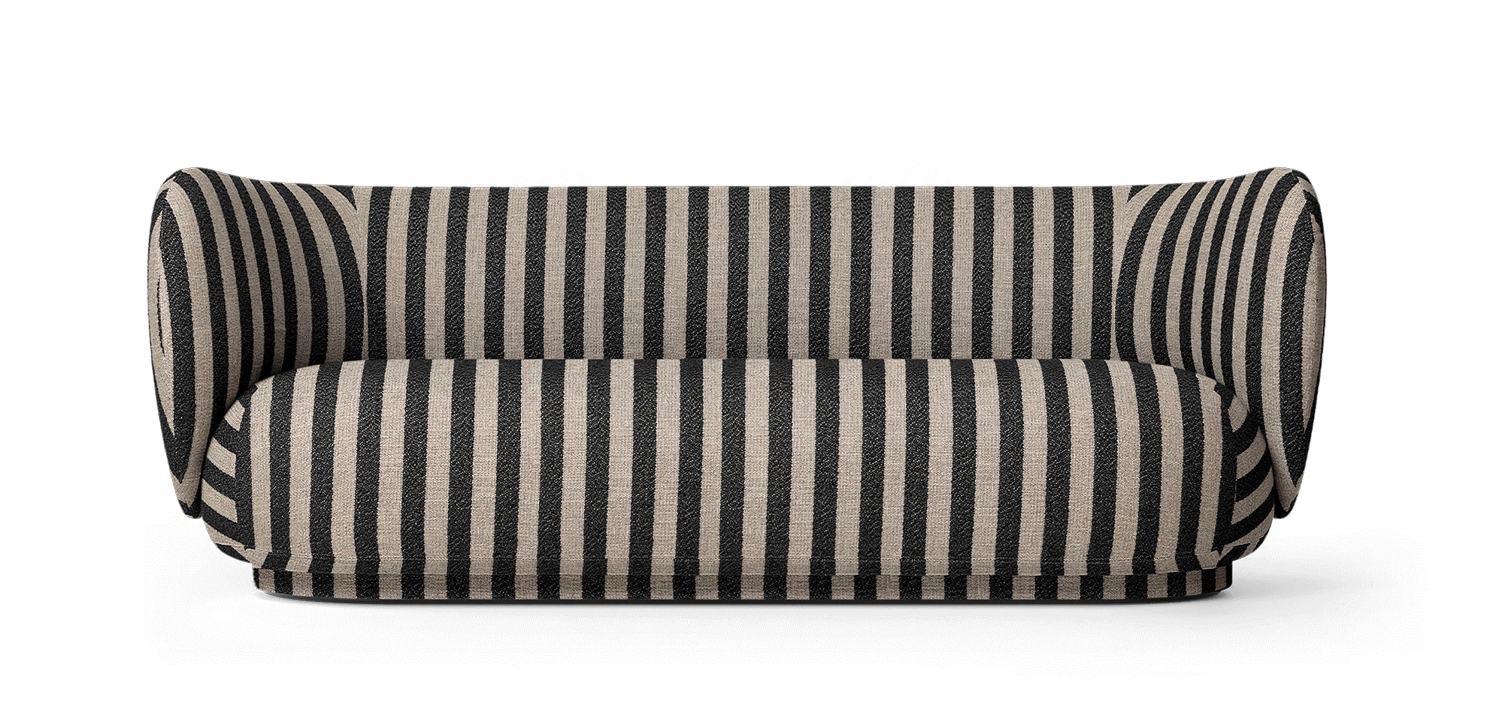 Gestreiftes Rico Sofa von Ferm Living, ein moderner 3-Sitzer mit bequemer Polsterung.