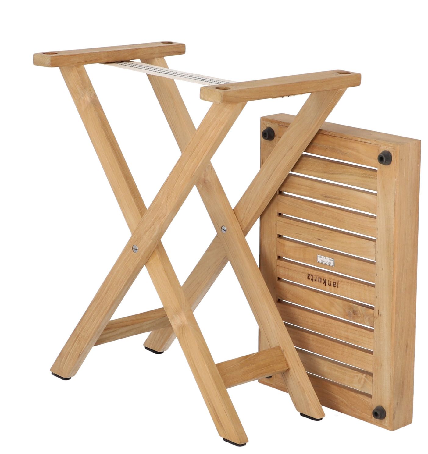 Chio Klapptisch von Jan Kurtz für den Outdoor-Bereich, aus Teakholz, zusammengeklappt.