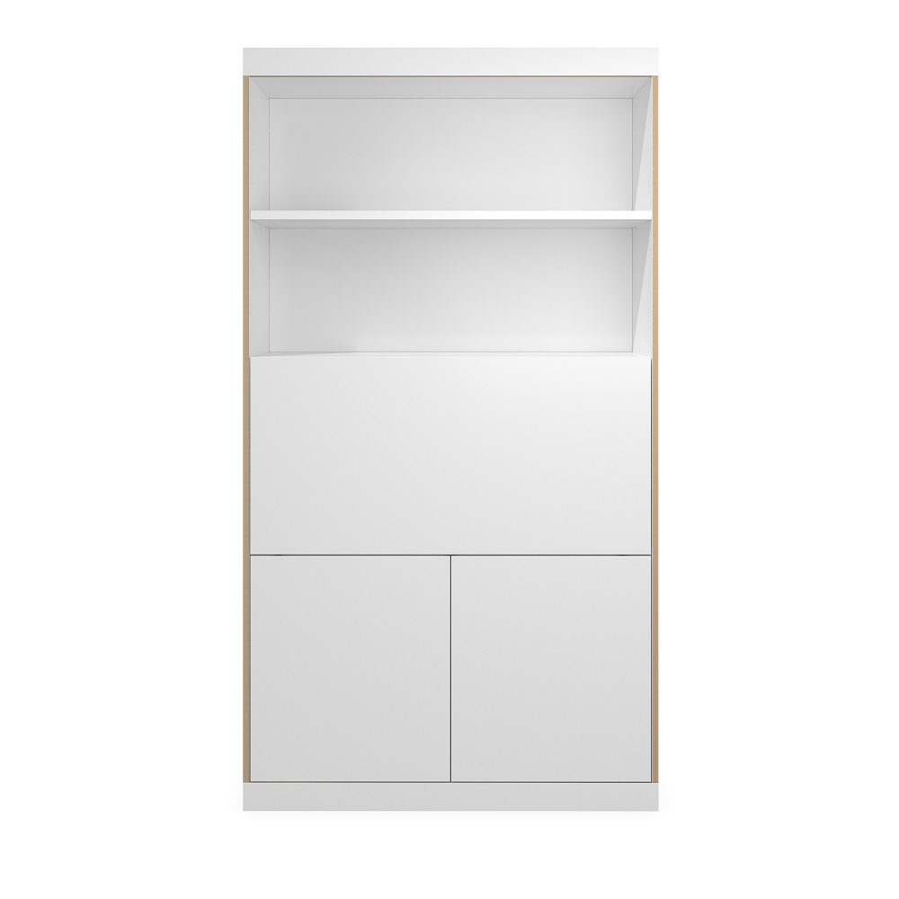 Weißer FLAI Sekretär von Müller Möbelwerkstätten mit Regalen und Schranktüren für Home-Office.