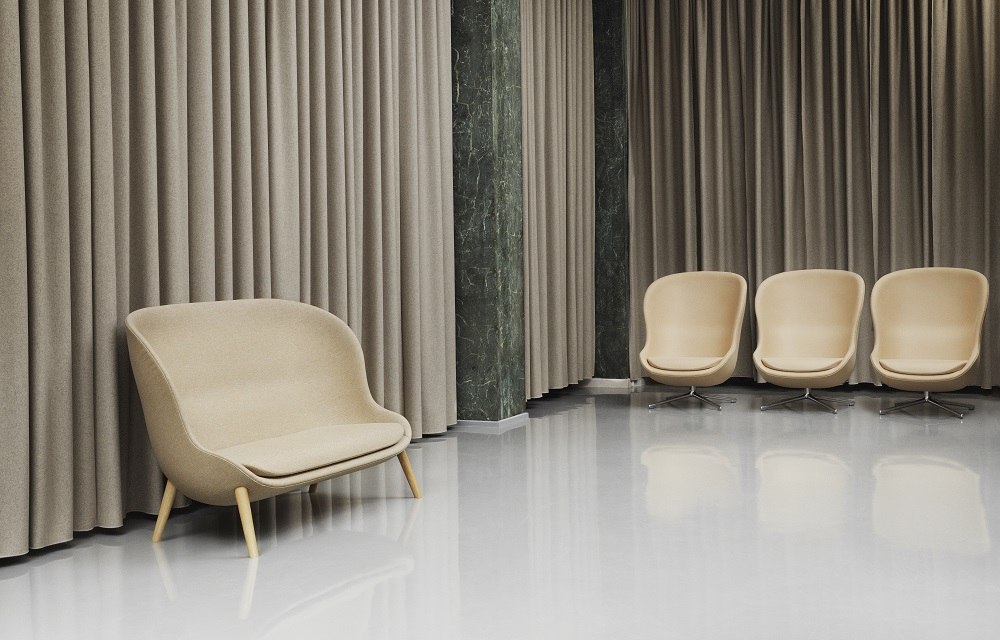 Hyg Lounge Chair High Swivel Sessel mit Drehgestell Normann Copenhagen