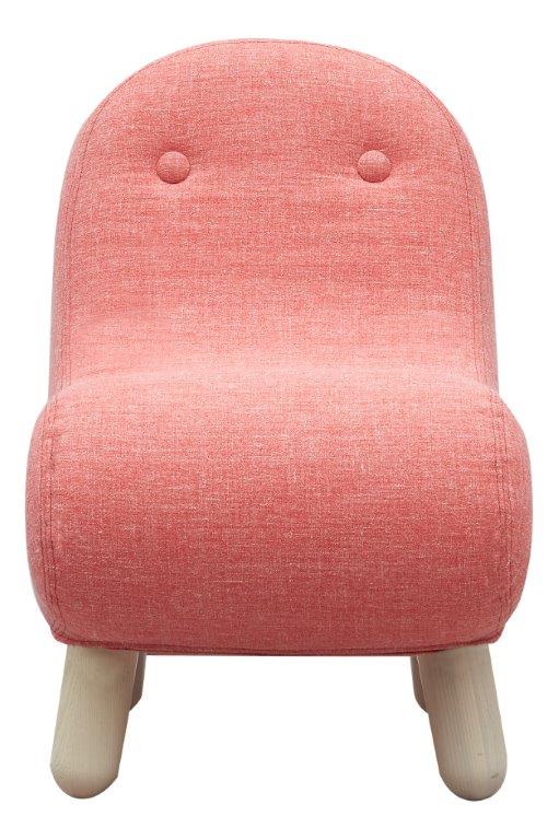 Bob Sessel Softline: Gepolsterter Kinderstuhl in Rosa mit Knopfdetails und hellen Holzfüßen. Bequemer Sessel für Kinderzimmer.