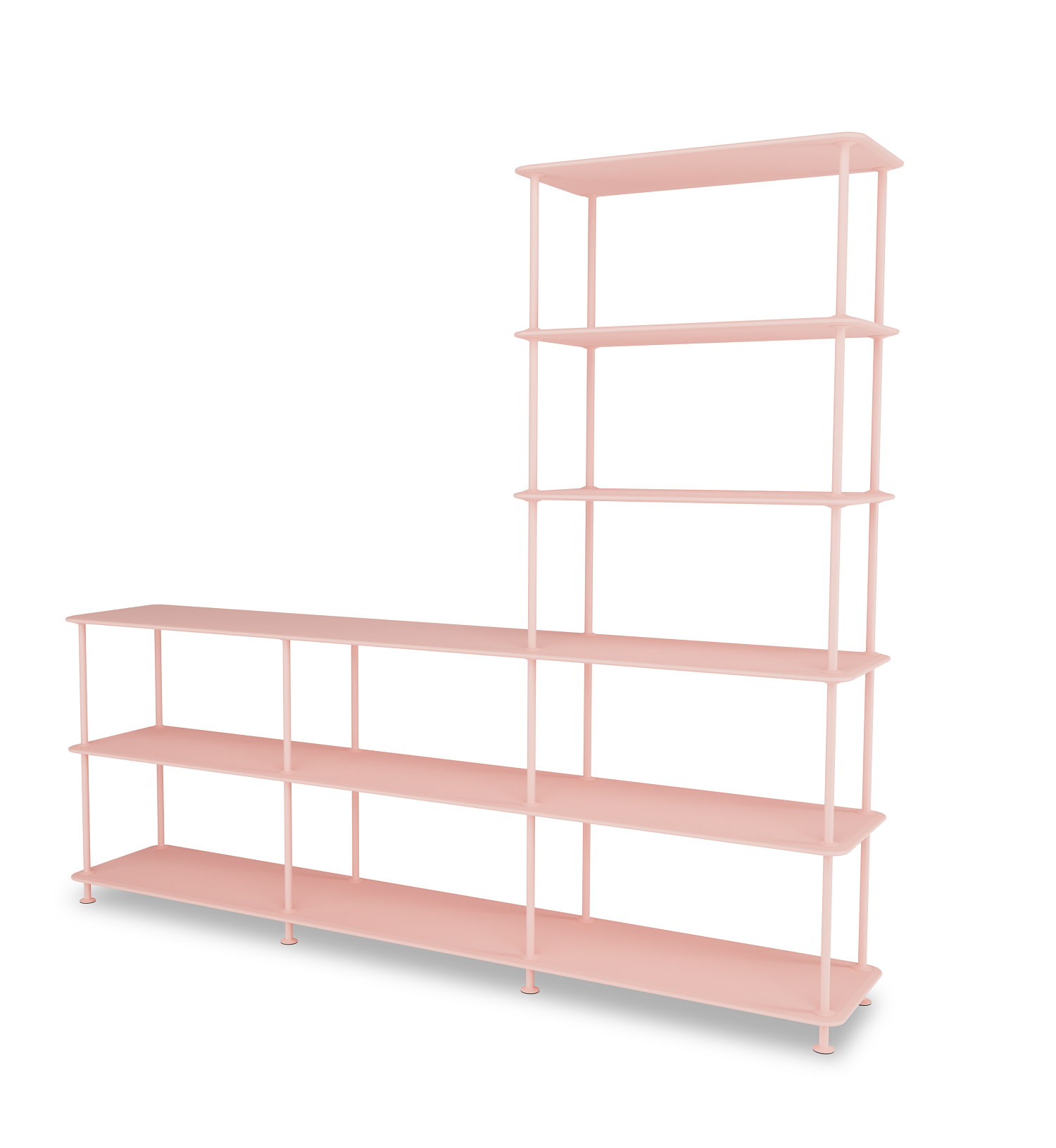 Rosa Montana Free Regal mit mehreren Ebenen, modernes Design für Wohnzimmer und Büro.