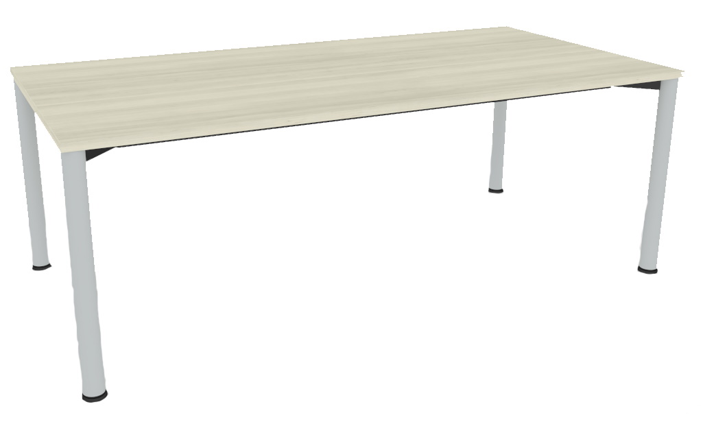 Systo Tec Konferenztisch von Palmberg, Bootsform, helle Tischplatte, silberne Beine, ideal für Besprechungen.