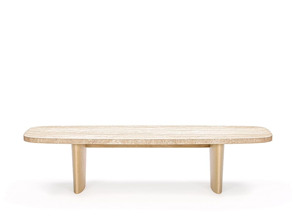 Classicon Couchtisch Matéria: Moderner, rechteckiger Couchtisch aus Travertin, ideal für Wohnzimmer und Lounge.