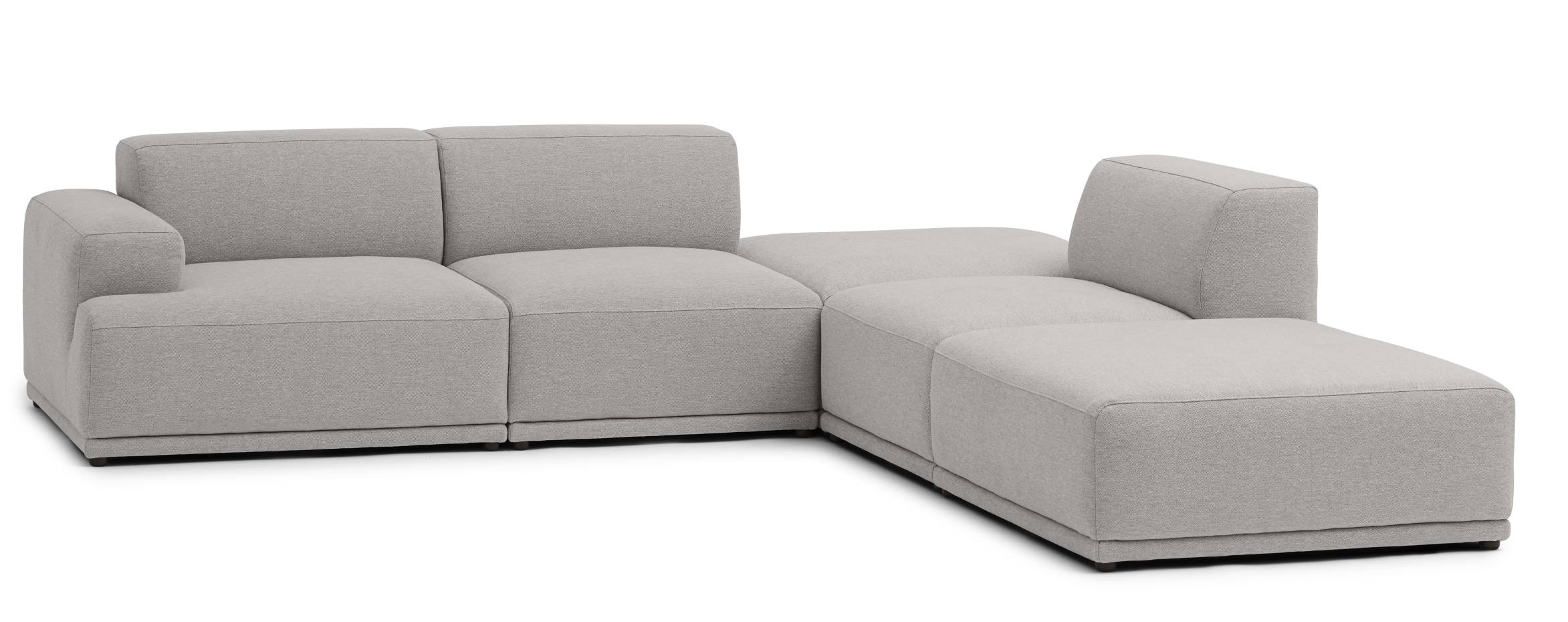 Helles Connect Soft Modular Sofa von Muuto, Ecksofa mit Ottomane, modernes Wohnzimmer Design.