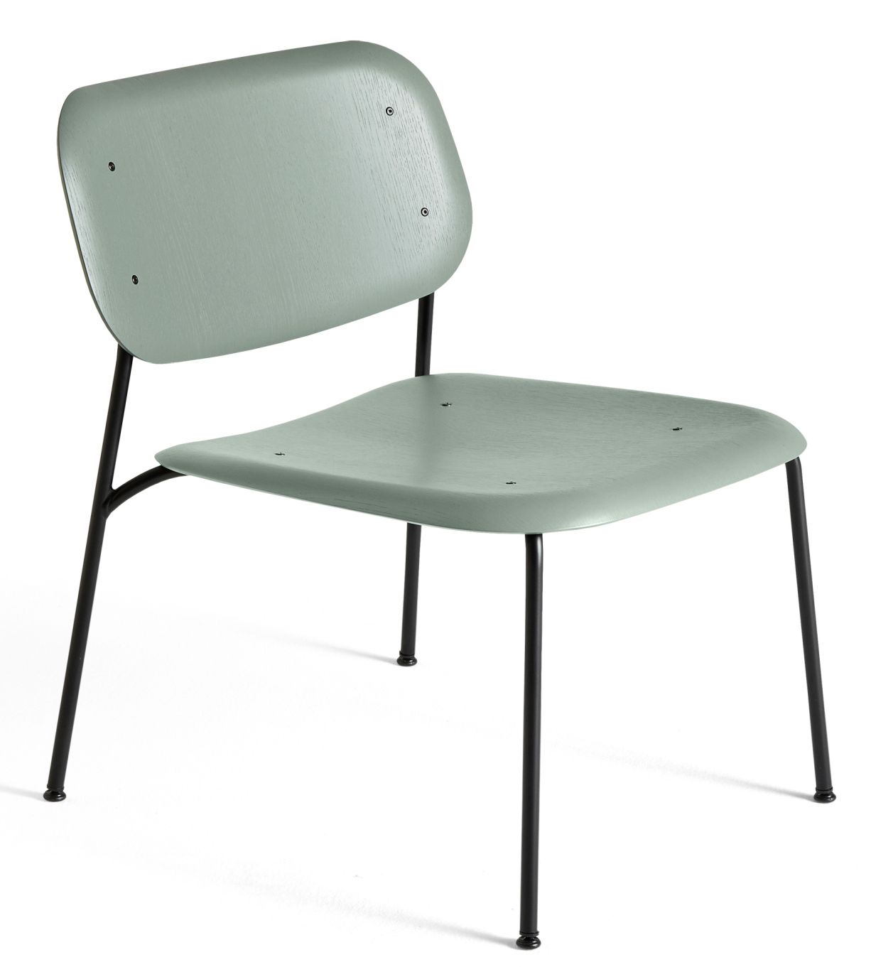 Staubgrüner Hay Soft Edge Stuhl mit schwarzem Gestell, moderner Lounge Chair für Wohnzimmer und Büro.