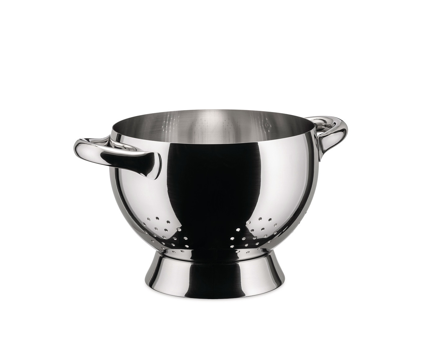 Glänzendes Alessi Mami Standsieb aus Edelstahl mit Griffen und Fuß für die Küche.