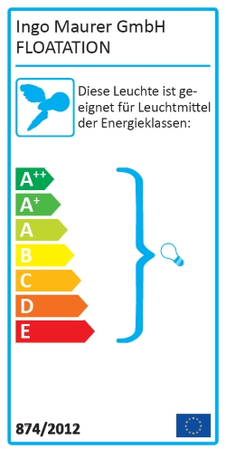 Energielabel für Ingo Maurer Floatation Pendelleuchte, Energieeffizienzklasse A++ bis E.