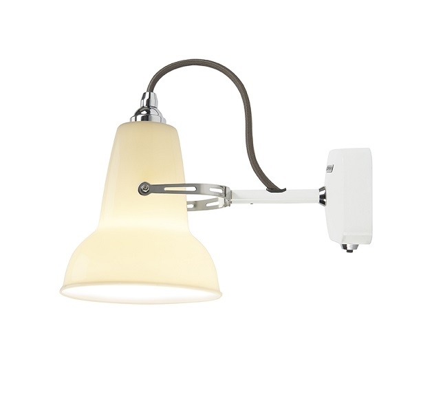 Weiße Anglepoise Original 1227 Mini Wandleuchte aus Keramik, flexible Beleuchtung für Innenräume.