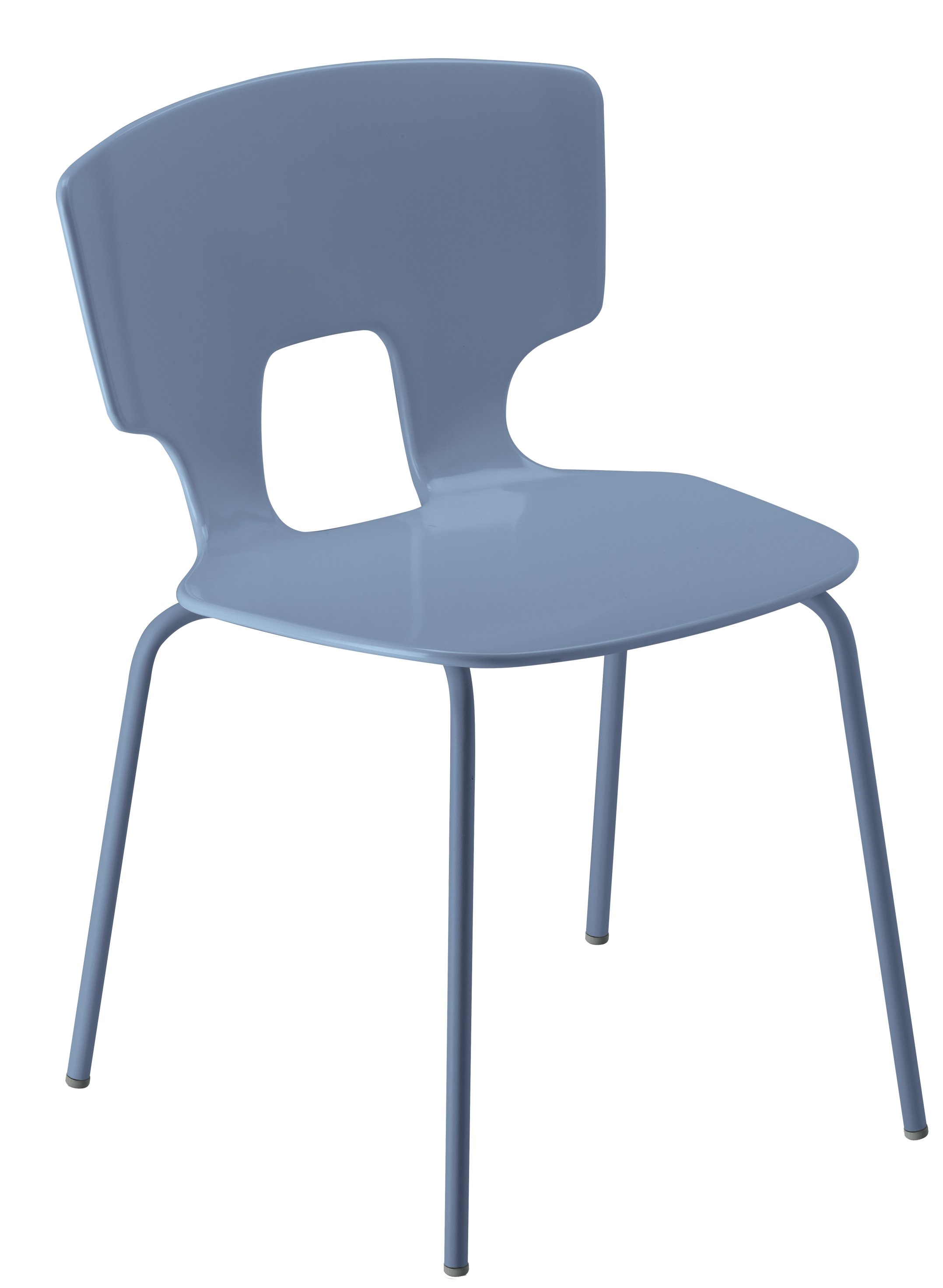 Blauer Erice Chair Stuhl mit Loch in der Rückenlehne, moderner Design Stuhl.