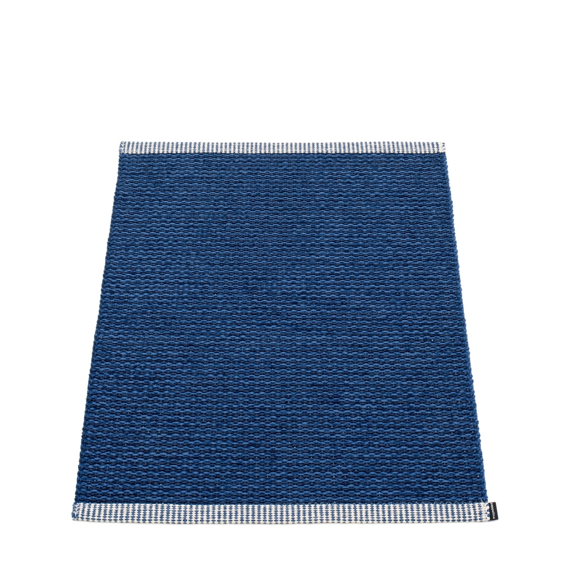 Blauer Pappelina Mono Kunststoffteppich, 60x85 cm, mit weißem Rand, geeignet für Innen- und Außenbereiche.