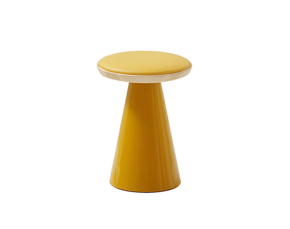 Gelber Pion Hocker von Sancal mit gepolsterter Sitzfläche, moderner Design Hocker.