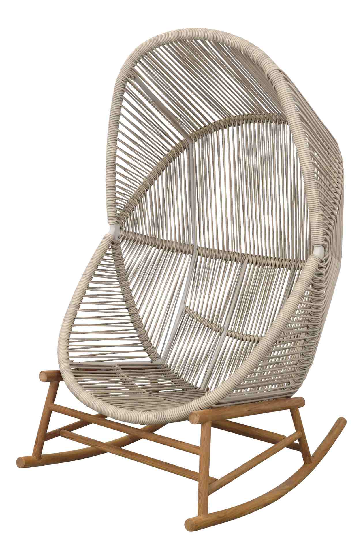 Cane-Line Hive Schaukelstuhl für den Außenbereich aus Rattan mit Holzgestell. Komfortable Gartenmöbel.