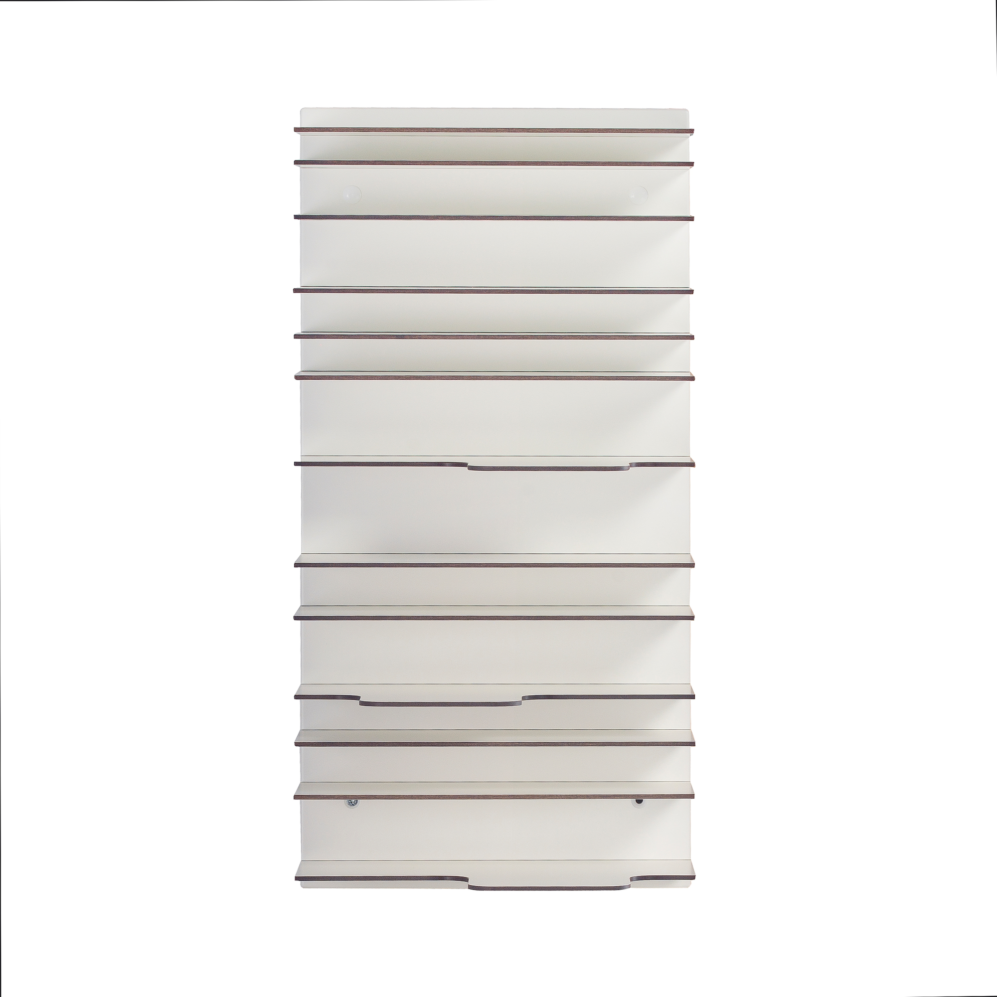 Weißes Bücherregal Spectrum mit mehreren Regalböden für Bücher und Dekoration.