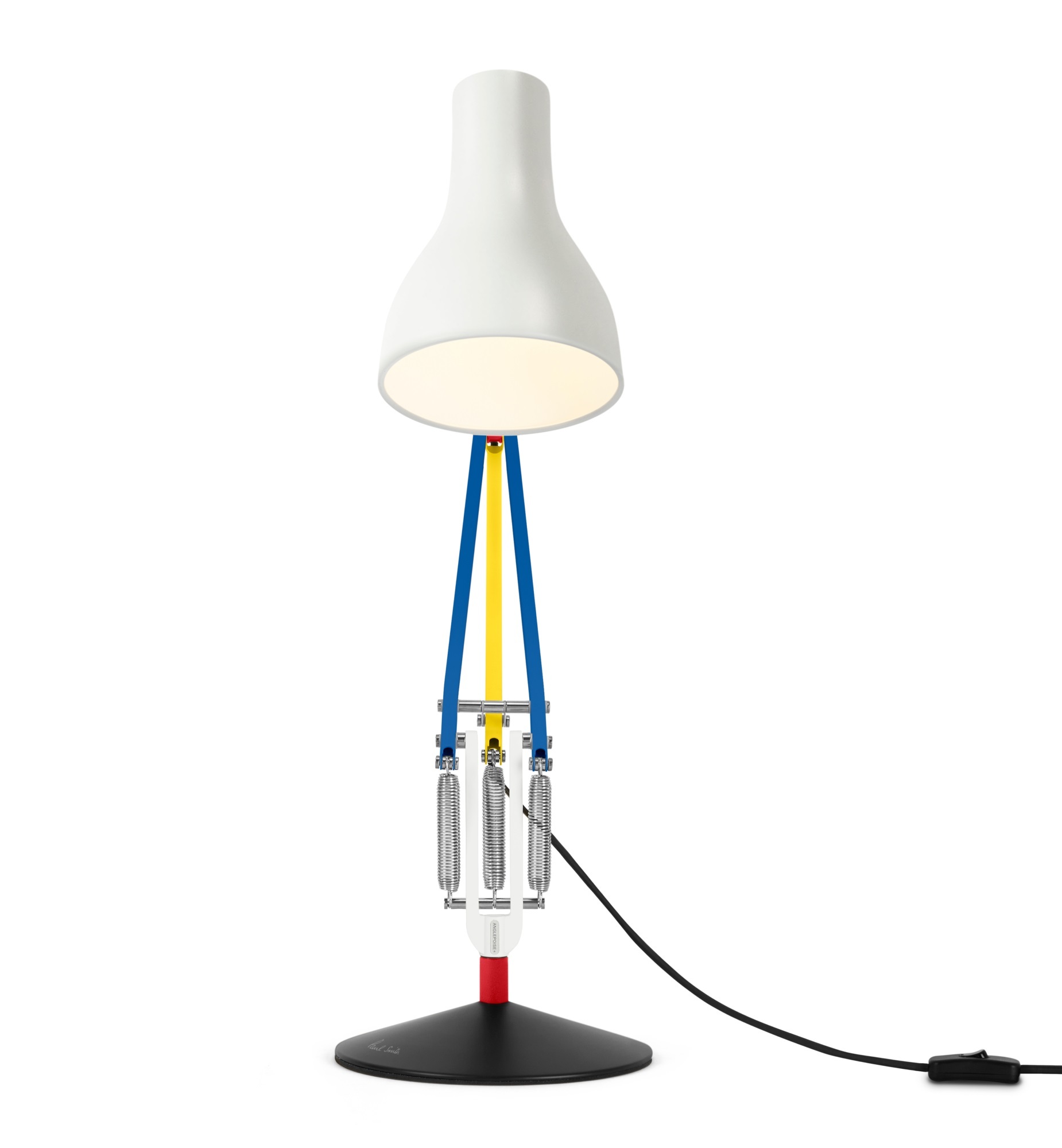 Anglepoise Type 75 Paul Smith Edition 3 Tischleuchte in Weiß mit farbigen Akzenten.