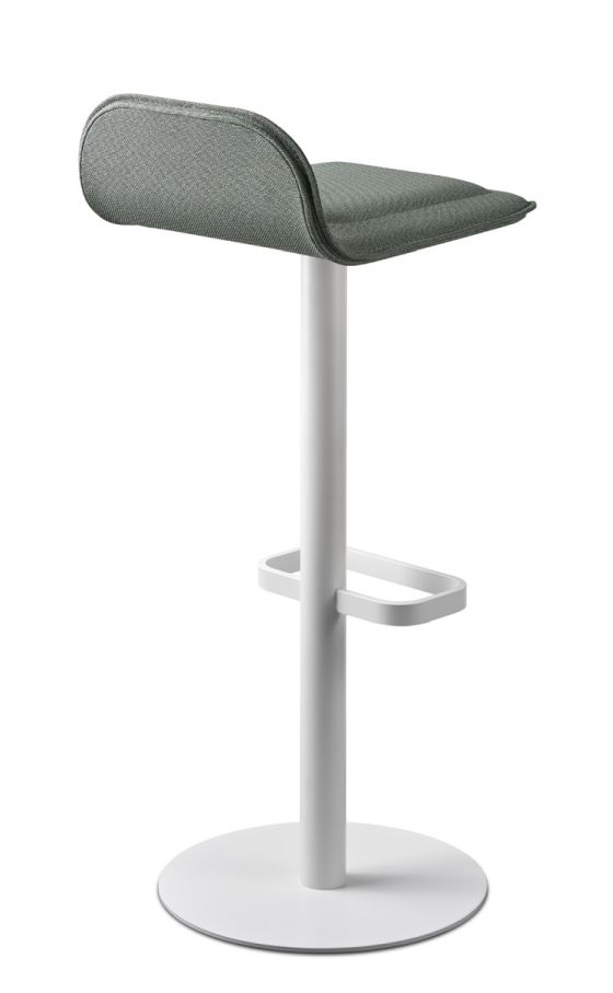 Dave Barhocker in Weiß mit salbeifarbenem Sitzpolster, moderner Barstuhl für Küche oder Bar.