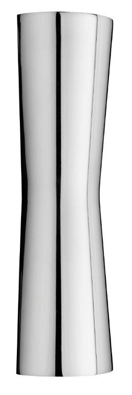 Nahaufnahme der Clessidra Wandleuchte von Flos in glänzendem Chrom, moderne Innenbeleuchtung.