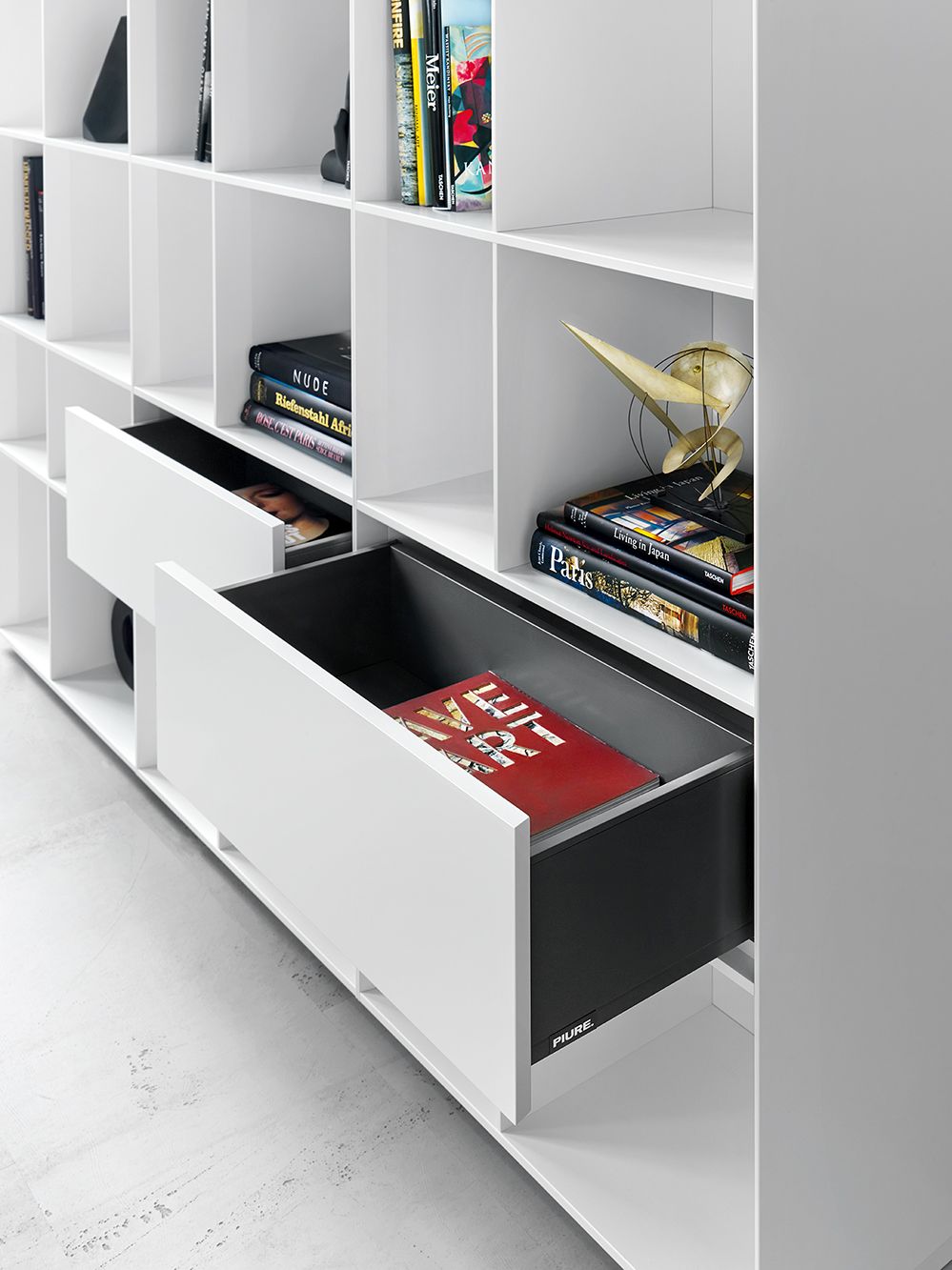 Nex Pur Regal mit Schublade und Offen Piure