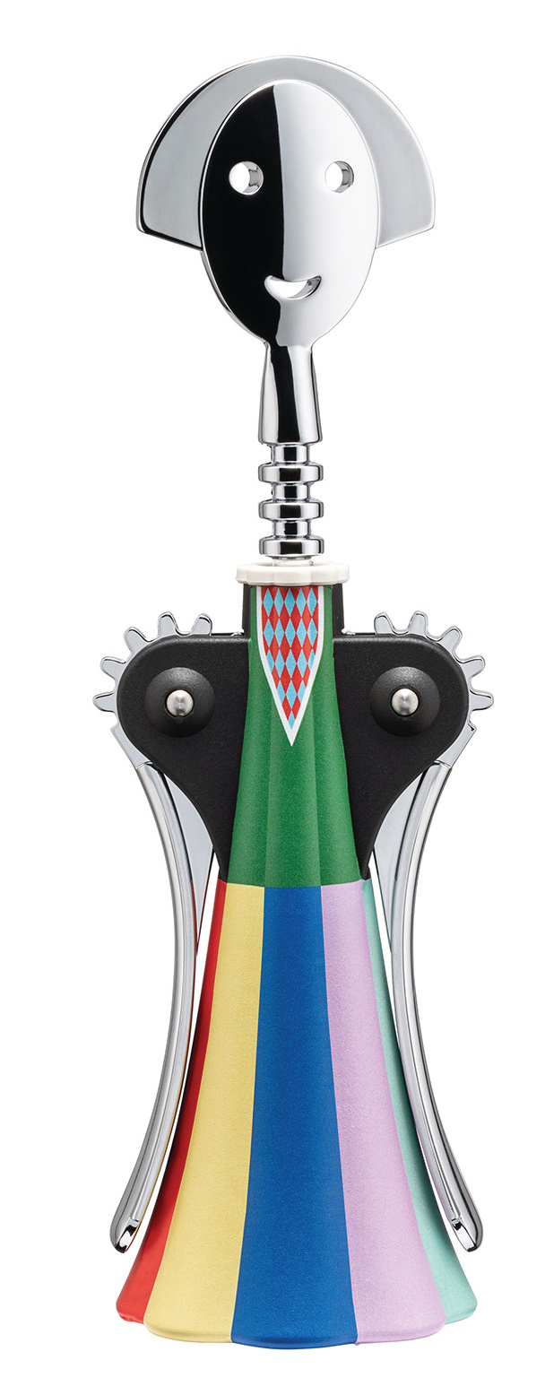 Alessi Anna G. Korkenzieher mit buntem Kleid, Design Korkenzieher für Weinliebhaber.