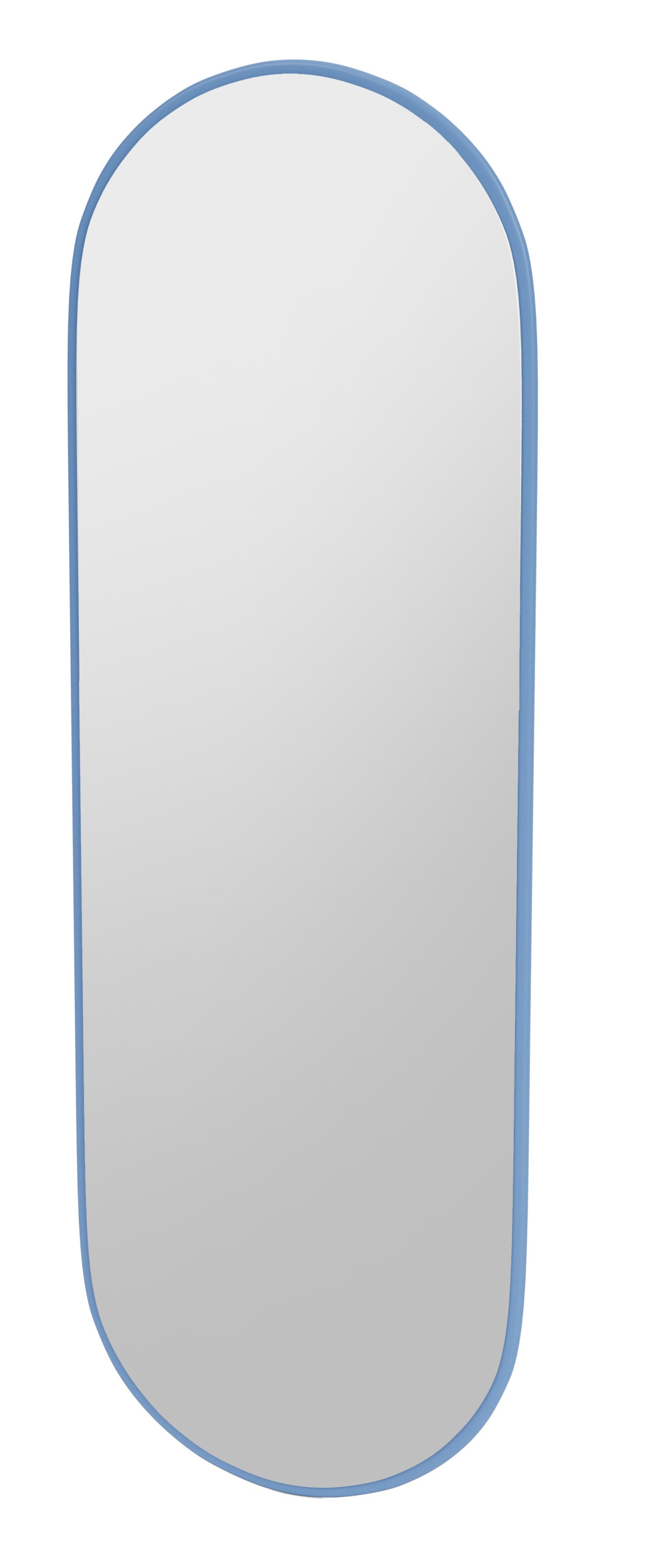 Rechteckiger Spiegel "Montana Azure" mit abgerundeten Ecken und blauem Rahmen. Wandspiegel für Badezimmer.