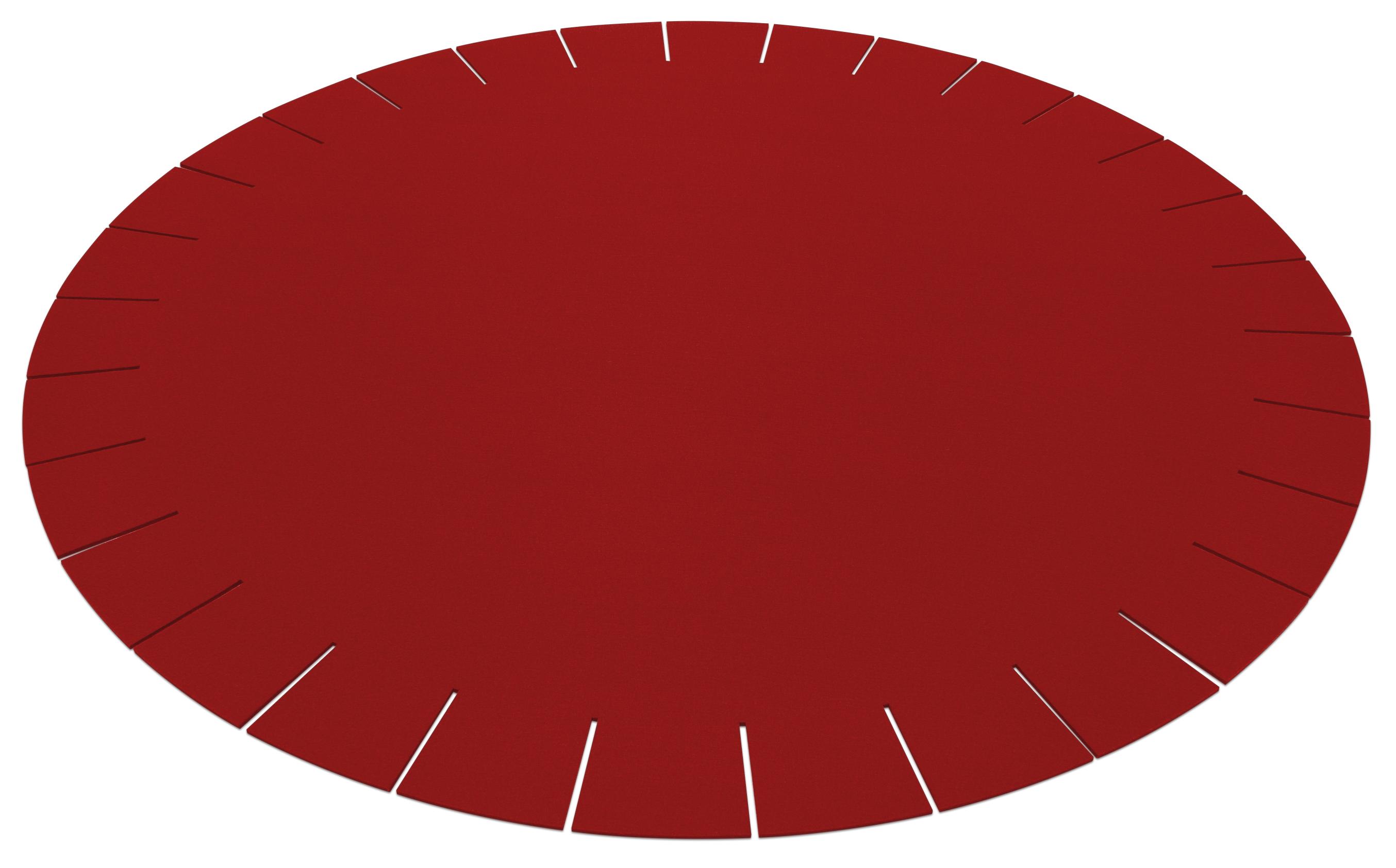 Runder, roter Teppich Franse von Hey Sign, 150 cm Durchmesser, mit dekorativen Fransen.