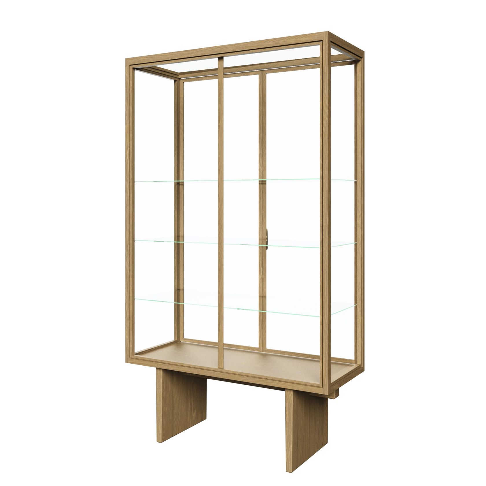 Gubi Vitrine aus Eiche hell gebeizt mit Glasböden für Wohnzimmer und Esszimmer.
