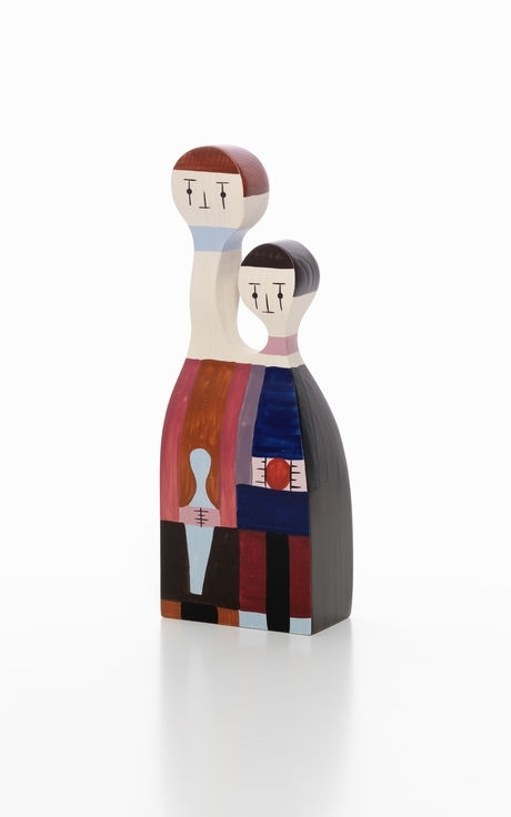 Holzfigur Vitra No. 11, abstrakte, handbemalte Holzpuppe als Dekoration oder Sammlerstück, Kunstobjekt für Designliebhaber.