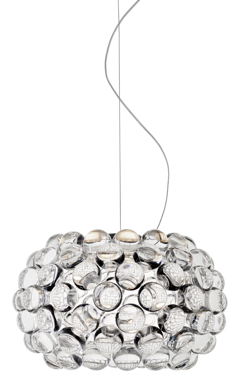 Caboche Plus Piccola Pendelleuchte von Foscarini: Moderne Hängelampe mit transparenten Kugeln für stilvolle Beleuchtung.