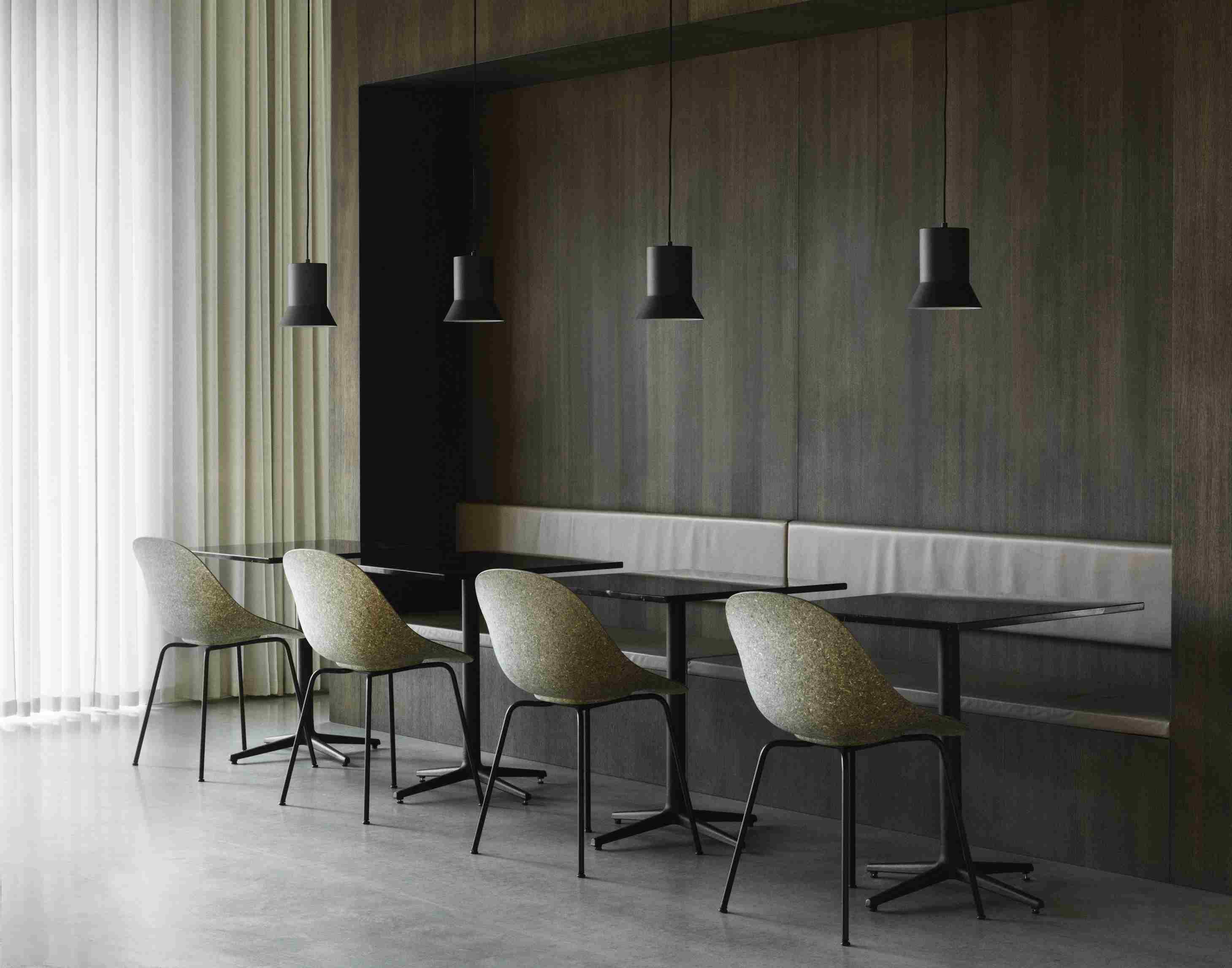 Reihe von Mat Chair Steel Stühlen von Normann Copenhagen in einem Restaurant.