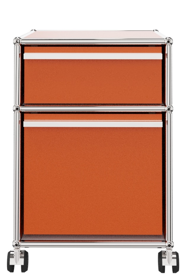 USM Haller Rollcontainer mit Hängeregistratur – reinorange