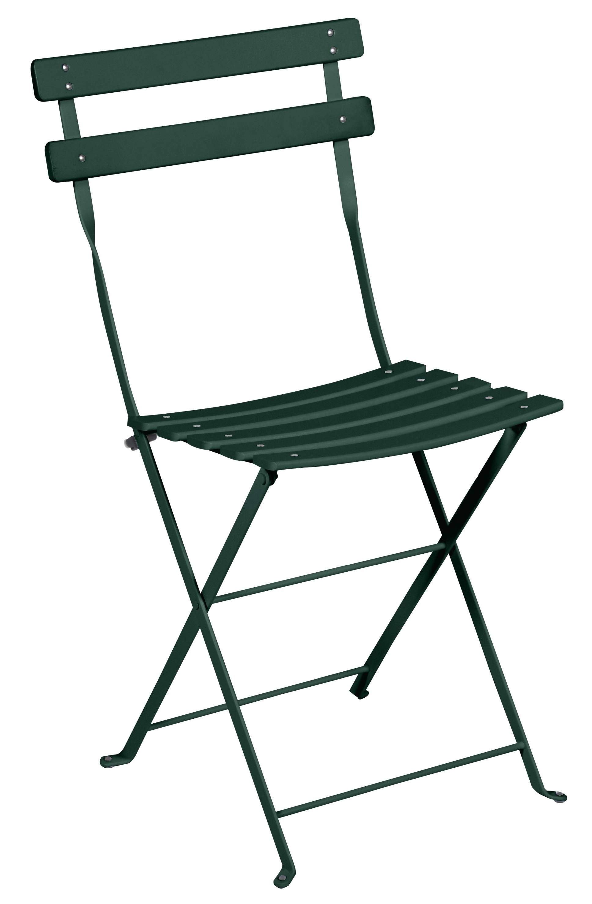 Grüner Bistro Gartenstuhl von Fermob, ein klassischer Outdoor Klappstuhl für Garten und Balkon.