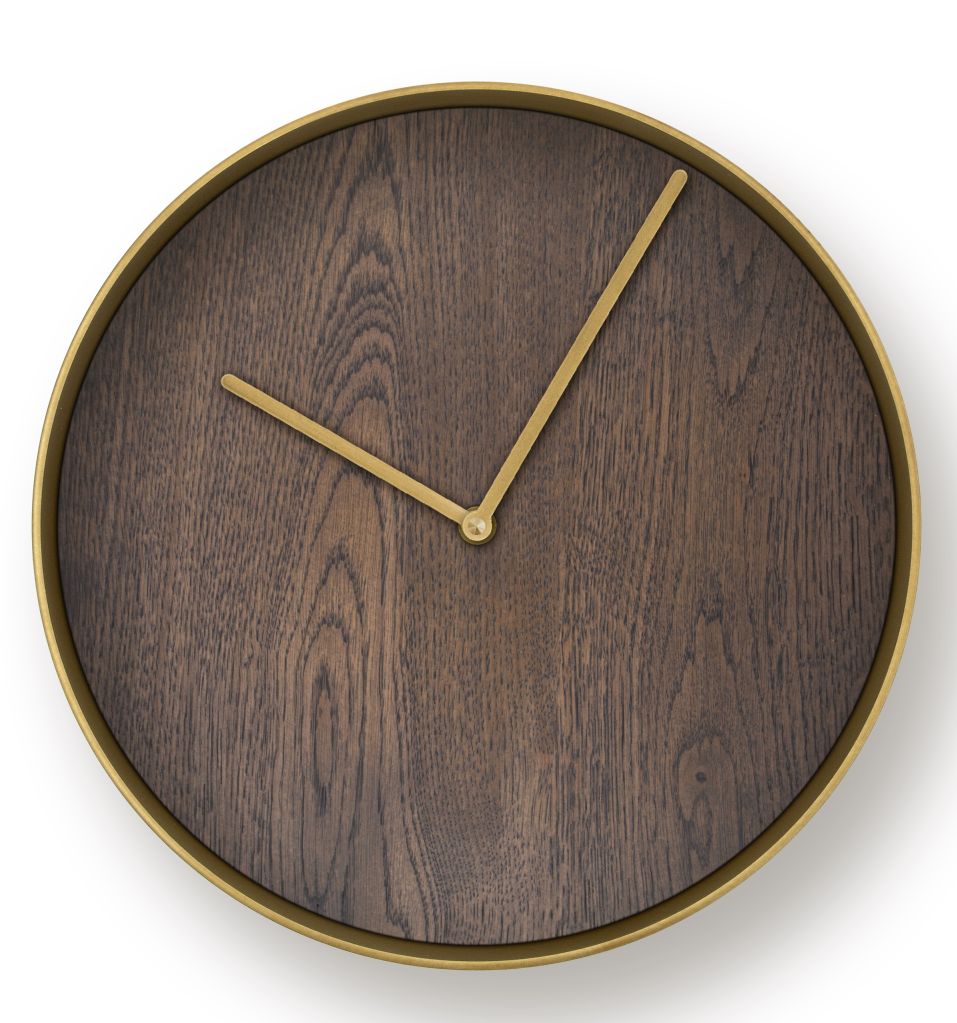 MJ01 Wanduhr Klein Janua Messing - Eiche geräuchert weiss geölt